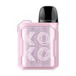 Pink vape device with black top on a white background