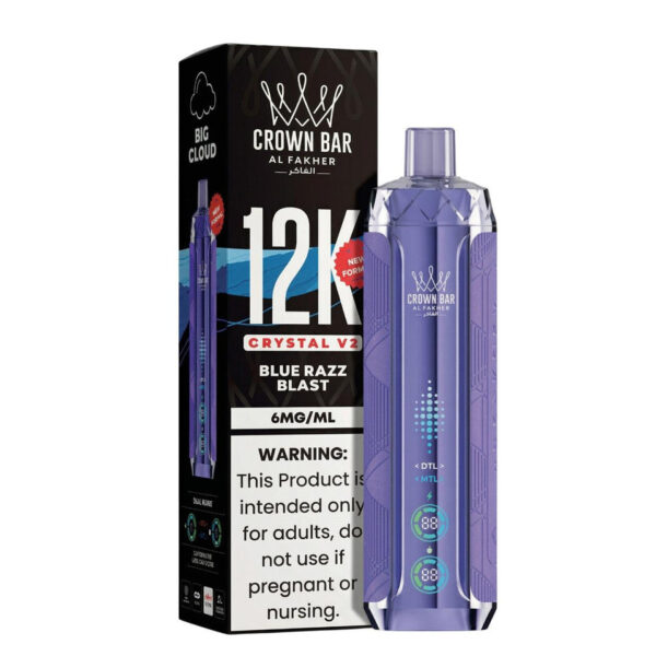 Blue Razz Blast AL Fakher Crown Bar Crystal V2 Disposable Vape 12000 Puffs