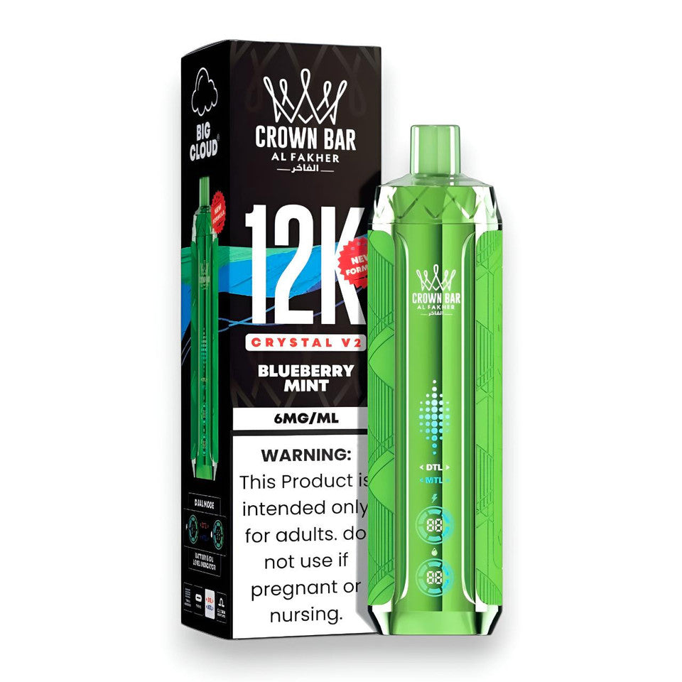Blueberry Mint AL Fakher Crown Bar Crystal V2 Disposable Vape