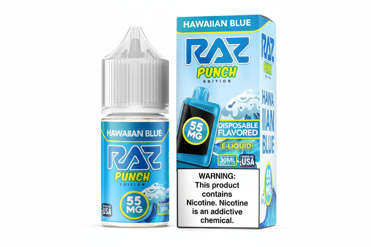 RAZ Punch disposable e-liquid bottle and packaging on a white background