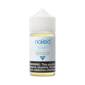 Naked-Berry-Menthol-E-Juice-E-Liquid-Cheap-Wholesale-Deal-Price Naked Berry vape juice bottle on a green background