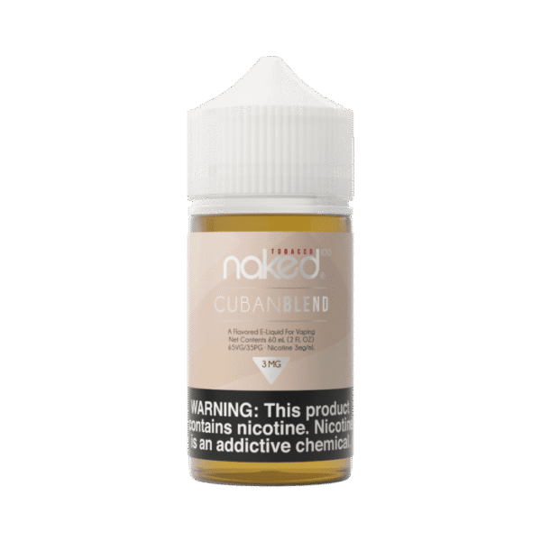 Naked Cuban Blend e-liquid bottle on a white background