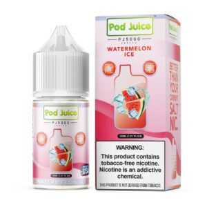 ONT036098__12236_4bc4582d-301e-4ae9-93e2-87a6e9987c10 Pod Juice Watermelon Ice e-liquid bottle and packaging on a white background
