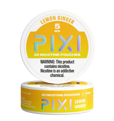 PIXI Lemon Ginger nicotine pouches packaging on a white background
