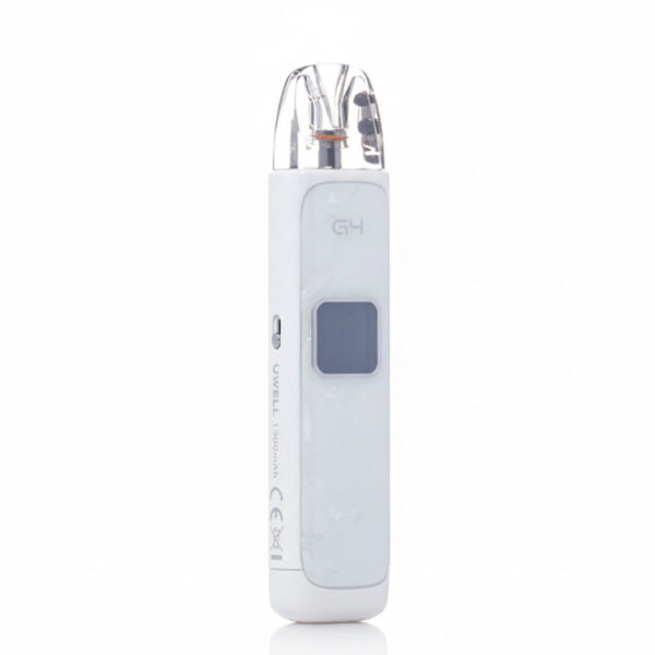 Uwell_Caliburn_G4_35W_Pod_System_white White electronic device with 'G4' branding on a white background