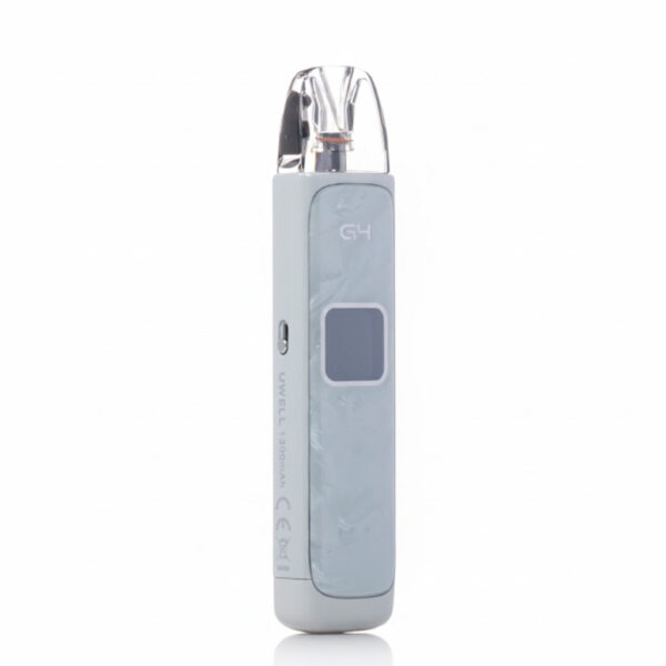 Uwell_Caliburn_G4_35W_Pod_System_white_gray Electronic device with 'G4' branding on a white background