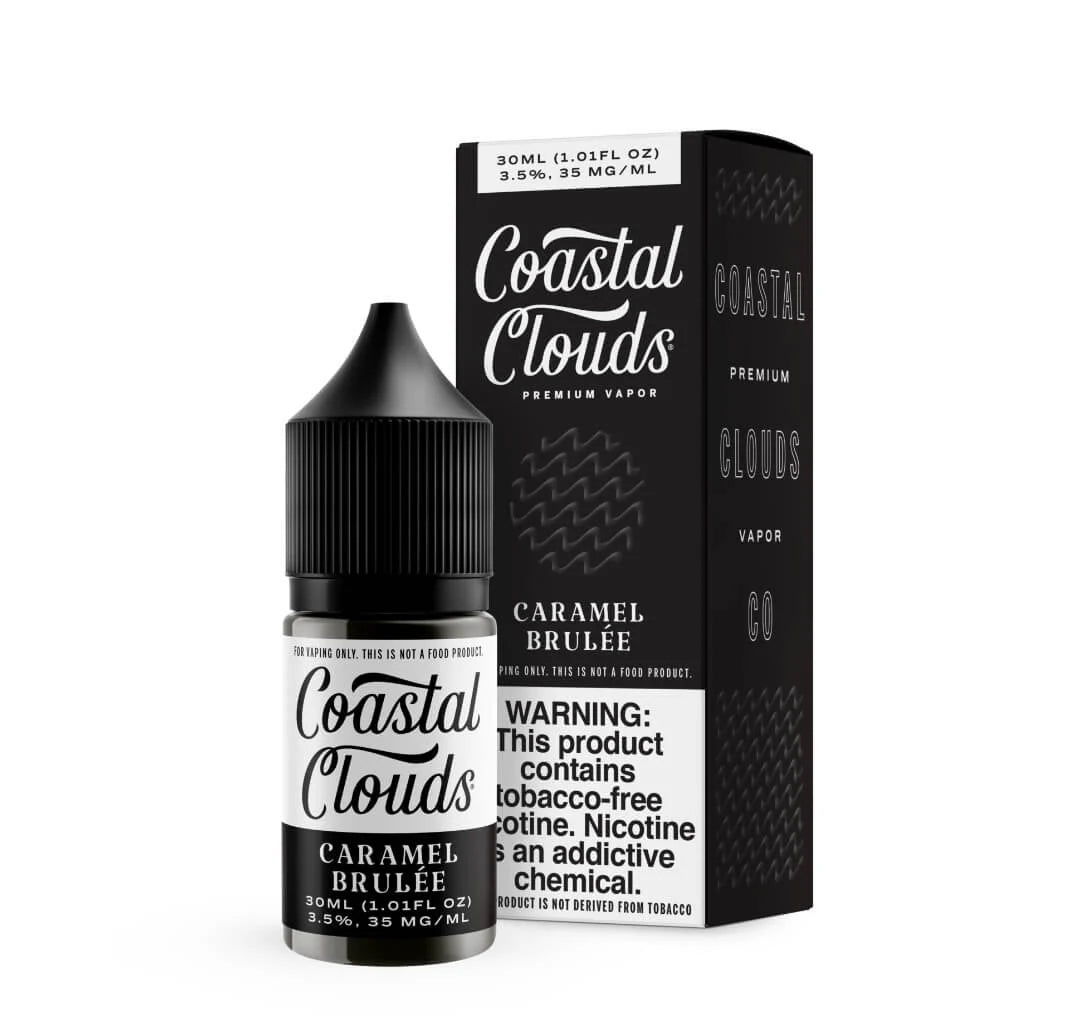 Coastal Clouds Strawberry Ice vape juice bottle and packaging on a white background