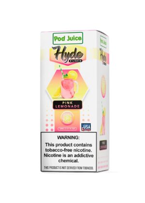 hyde-pod-juice-salt-pink-lemonade_2 Pod Juice Hyde e-liquid packaging for pink lemonade flavor on a white background