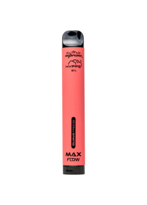 hyppe-max-flow-mesh-guava-freeze-device_8a24c787-b0d2-4351-906d-b47c49a6b058 Pink vape pen with branding on a white background