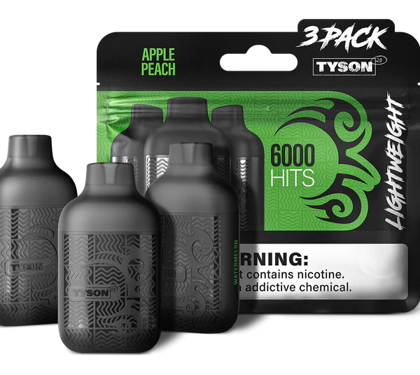 APPLE PEACH TYSON 2.0 VAPE Lightweight 3 Pack