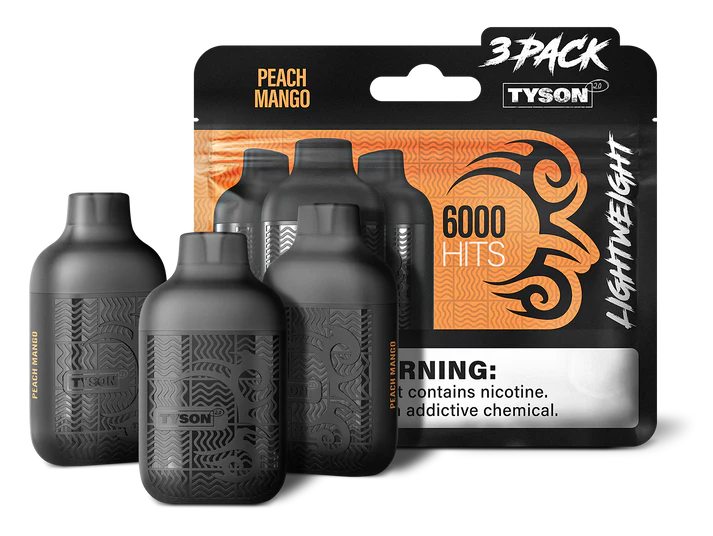 PEACH MANGO TYSON 2.0 VAPE Lightweight 3 Pack