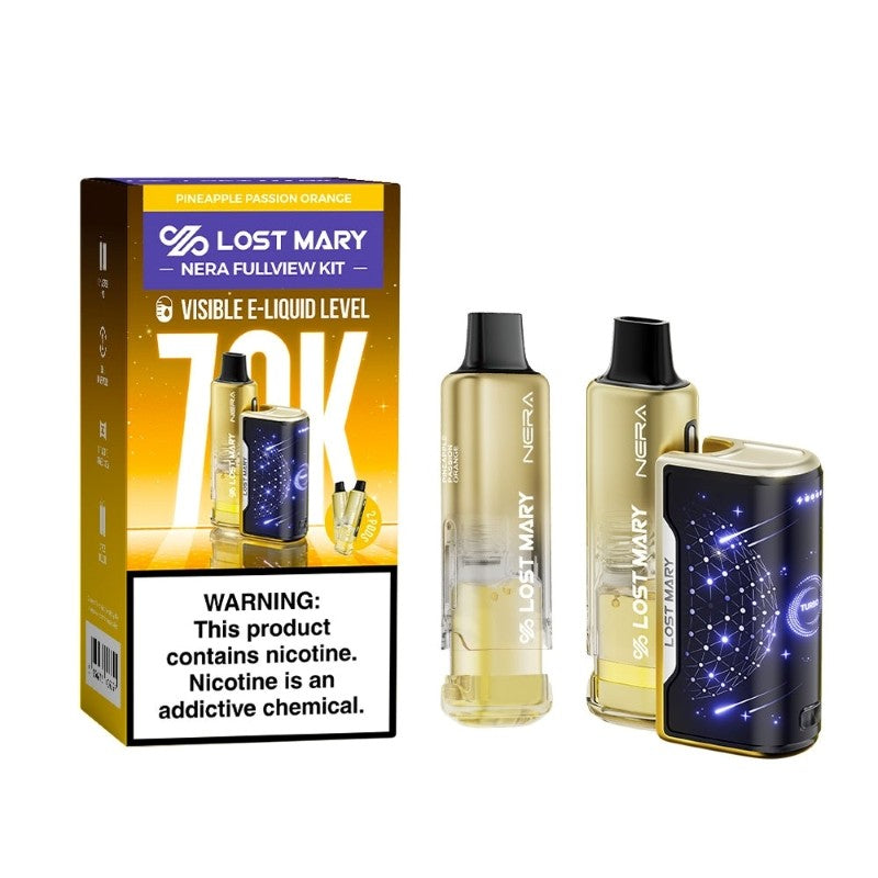 PINEAPPLE PASSION ORANGE LOST MARY NERA FULLVIEW 70K DISPOSABLE VAPE KIT