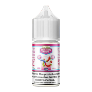 pod-juice_Sour-Fruity-Worms_600x600_53768ded-b6d7-44e5-964c-c9b9bd09ef36 Vape juice bottle labeled 'Sour Fruity Worms' on a white background