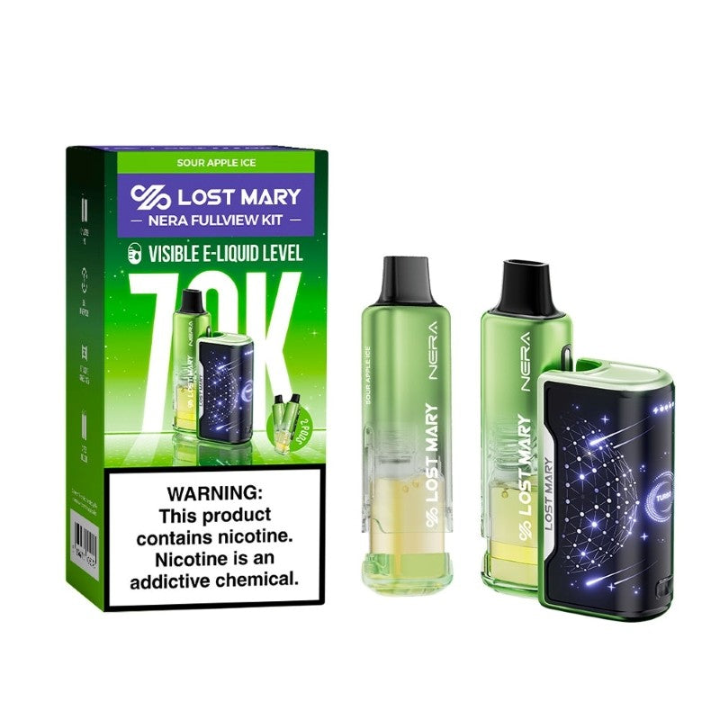 SOUR APPLE ICE LOST MARY NERA FULLVIEW 70K DISPOSABLE VAPE KIT