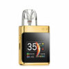 Gold electronic device with a digital display on a white background