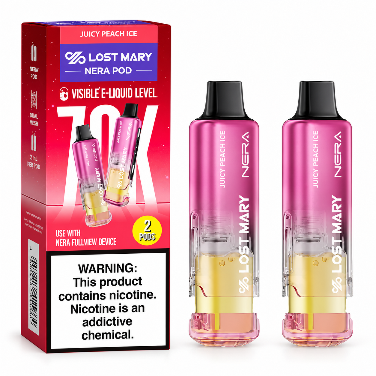 Lost Mary Juicy Peach Ice Pod Set Juicy Peach Ice Lost Mary Nera Fullview 70K Disposable Pods